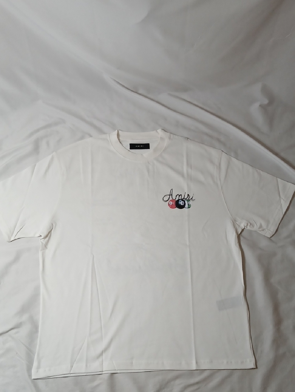 AMIRI Cream Short-Sleeve Logo Tee with Multi-Color Patch